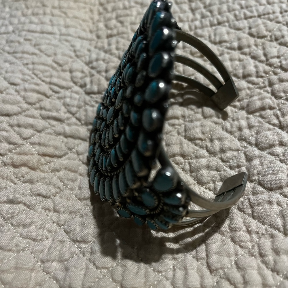 Turquoise Silver Statement Cuff - image 2